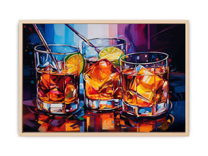 Whiskey GLasses Streched canvas