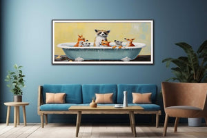 Animal Bathing In Tub Painting