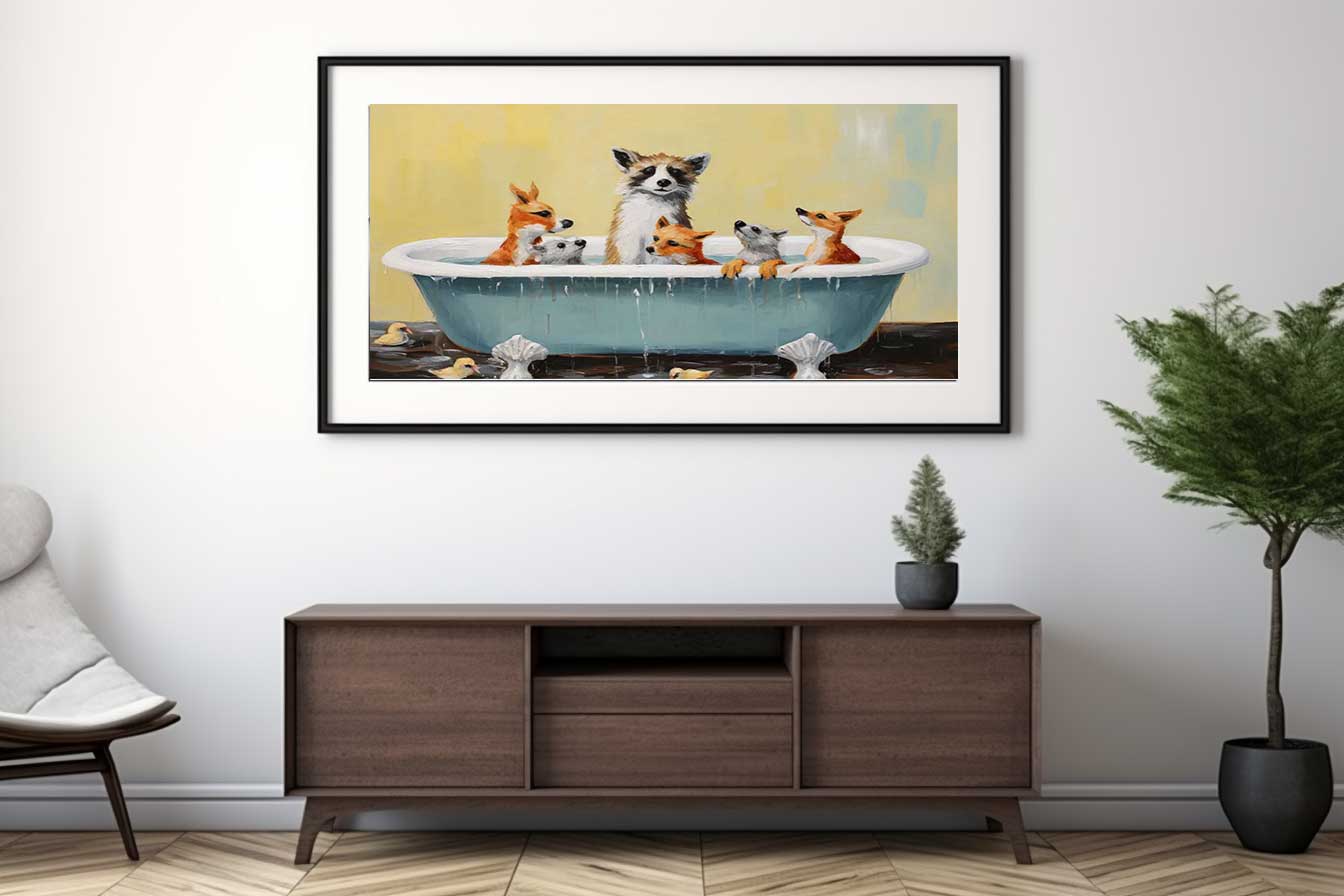 Animal Bathing In Tub Painting