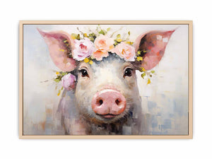 Pig Flower Modern Art Painting Streched canvas