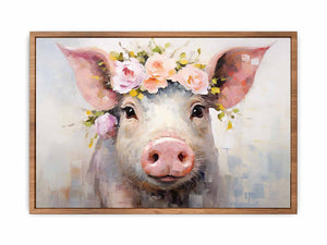 Pig Flower Modern Art Painting Poster