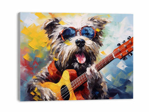 Dog Playing Guitar Modern Art Painting