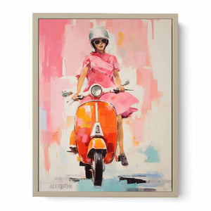 Modern Scooter Lady Art Painting Art Print