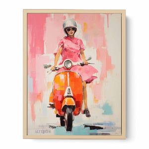 Modern Scooter Lady Art Painting Streched canvas
