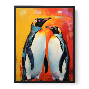 Two Penguin Modern Art Painting Canvas Print