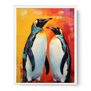 Two Penguin Modern Art Painting Framed Print
