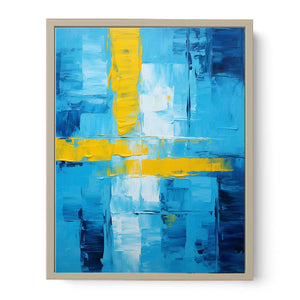Abstract Blue Yellow Knife Art Painting Art Print