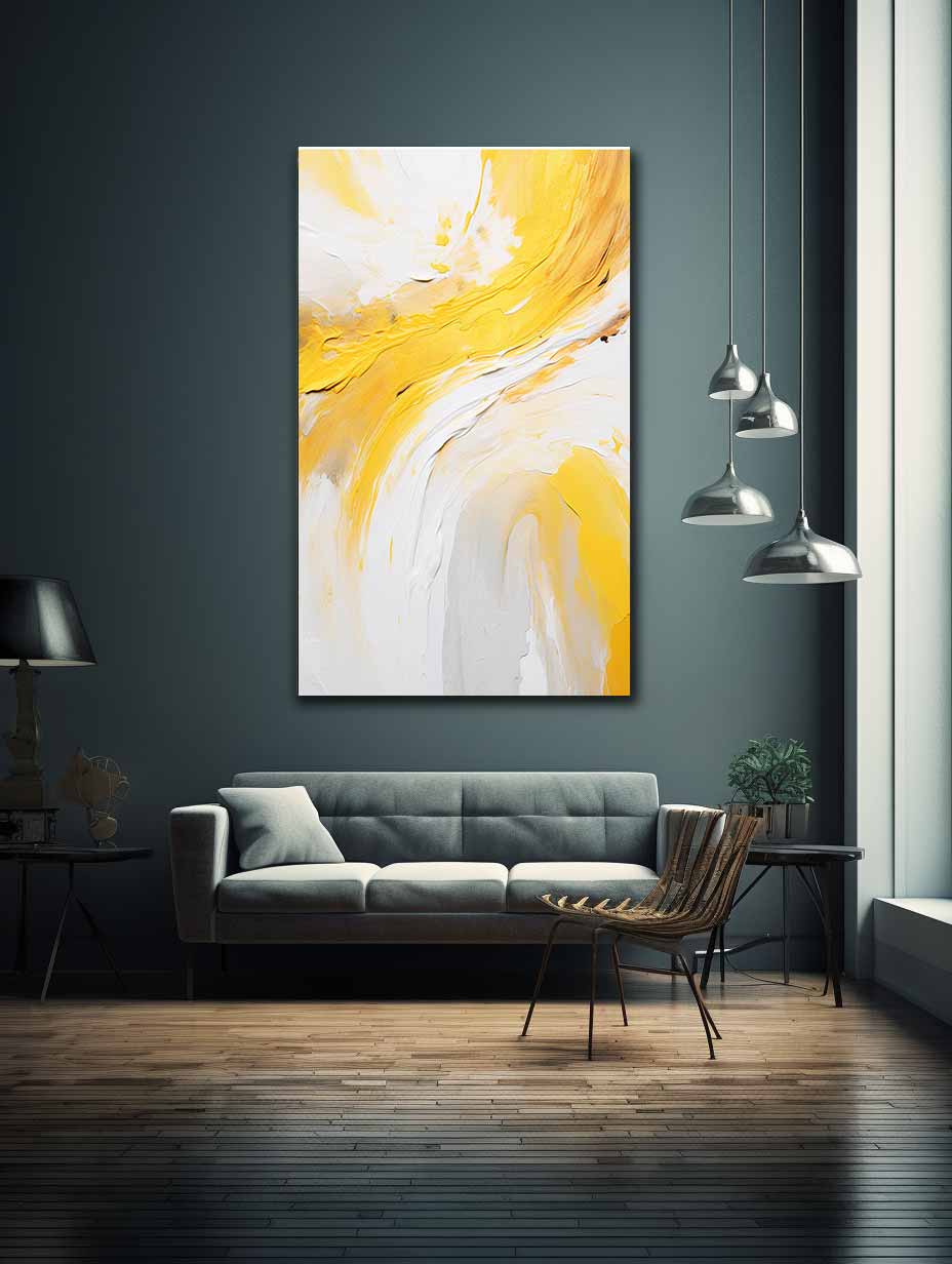 Yellow Abstract Art Strokes Painting