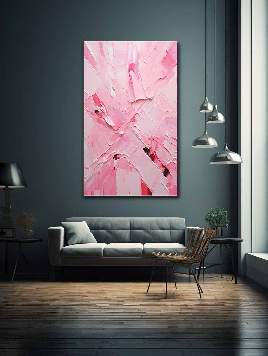 Pink Abstract Art Knife Painting
