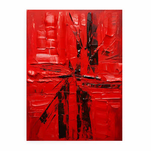 Red Abstract Knife Art Painting