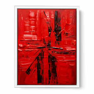 Red Abstract Knife Art Painting Framed Print