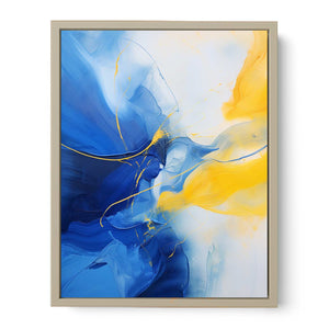 Abstract Blue Yellow Painting Art Print