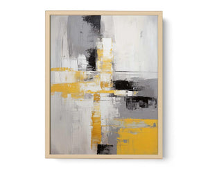 Abstract Painting Grey Yellow Streched canvas