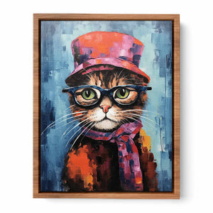 Cat Hat And Glasses Modern Art Painting Poster