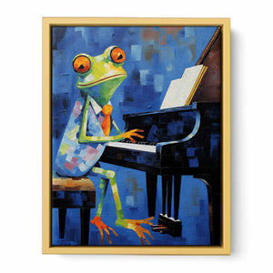 Frog Playing Piano Streched canvas
