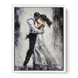 Black And White Couple Dance Modern Painting Framed Print