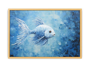 Modern Blue Fish Art Streched canvas