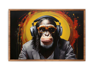 Modern Black Monkey Head Phone Poster