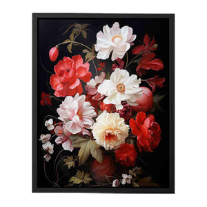 Flower Art Red White Painting Canvas Print