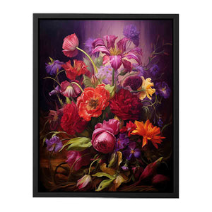 Purple And Red Flowers Painting Canvas Print