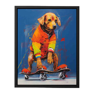 Dog Skating Modern Art Canvas Print