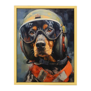 Dog wearing Helmet Modern Art Streched canvas