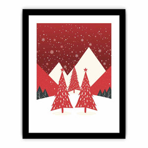 Red Christmas Tree Art Print