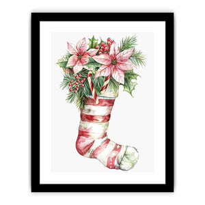 Christmas Striped Stockings Art Print
