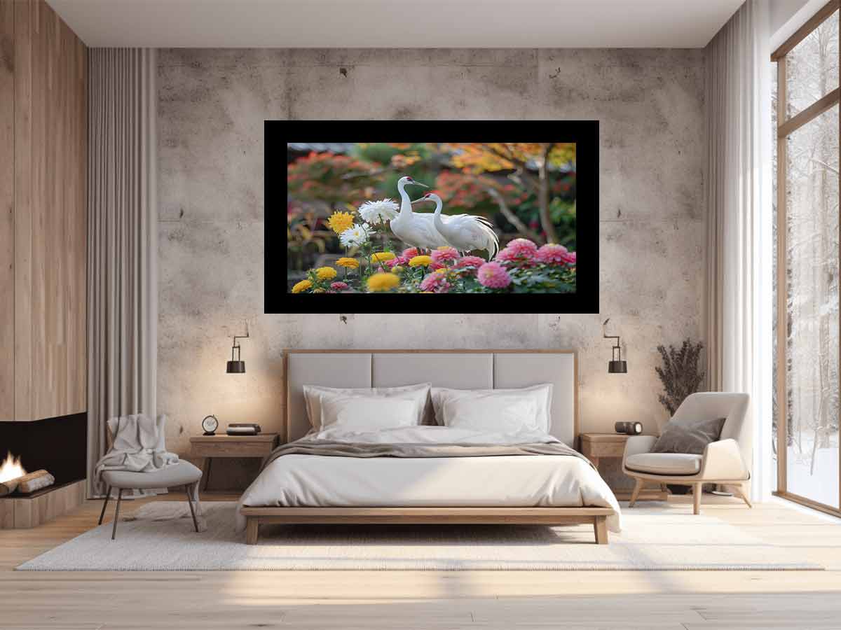 Cranes and Chrysanthemums