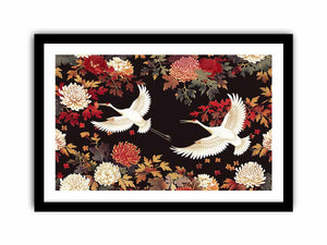 Flying Crane Birds Art Print