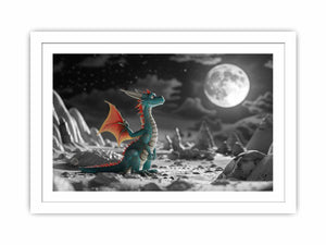 Dinosaur in Space Streched canvas