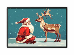 Santa with Reindeer Painting