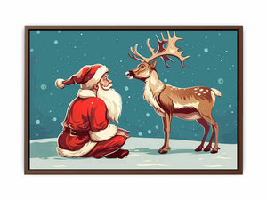 Santa with Reindeer Poster