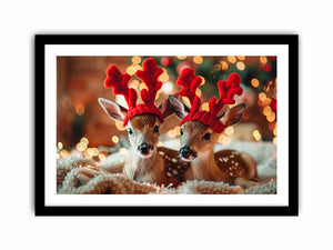 Festive Deers Art Print
