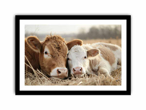 Cow Mother & Child Art Print