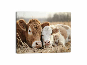 Cow Mother & Child Canvas Print
