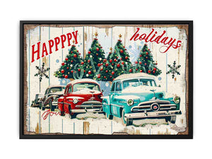 Happy Holidays Vinatge Art Painting