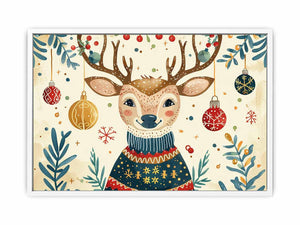 Festive Deer Framed Print