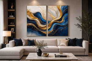 Gold Blue Abstract Waves