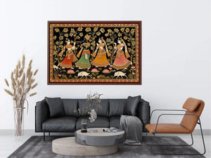 Krishna Raas Leela traditional Indian painting canvas Canvas Print