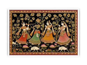 Krishna Raas Leela traditional Indian painting canvas Canvas Print