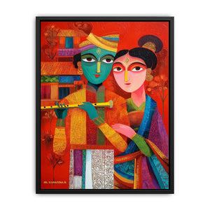 Krishna Raas Leela lotus painting traditional Indian canvas Canvas Print