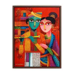 Krishna Raas Leela lotus painting traditional Indian canvas Canvas Print