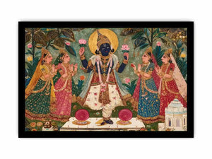 Krishna devotional traditional Indian painting canvas Canvas Print