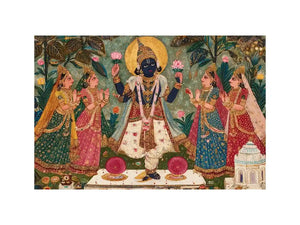 Krishna devotional traditional Indian painting canvas Canvas Print