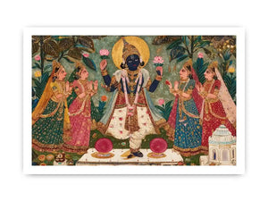 Krishna devotional traditional Indian painting canvas Canvas Print