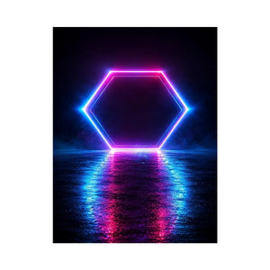 futuristic neon hexagon modern canvas art