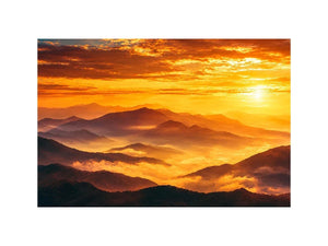 amber mountain glow canvas art