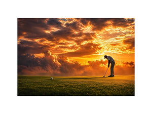 golf sunset office canvas art