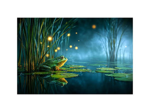 dreamy frog teal room canvas print